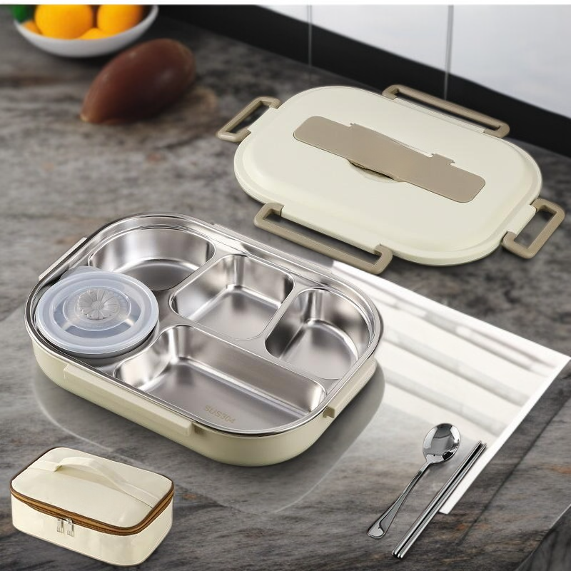 حافظة طعام حرارية ستانلس ستيل مع طقم ملاعق وحامل هدية