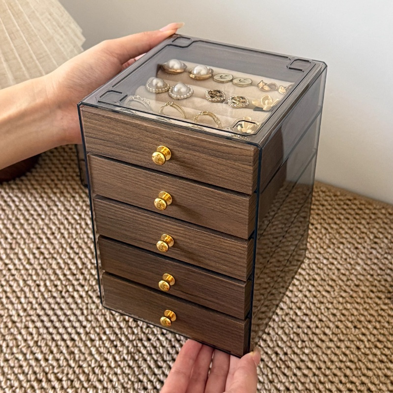  多層胡桃木飾品收納盒