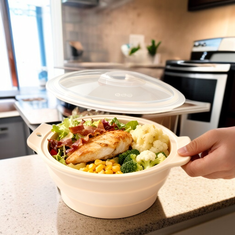 Praktisch für allein lebende Personen, platzsparendes Falt-Design, Topf und Teller in einem