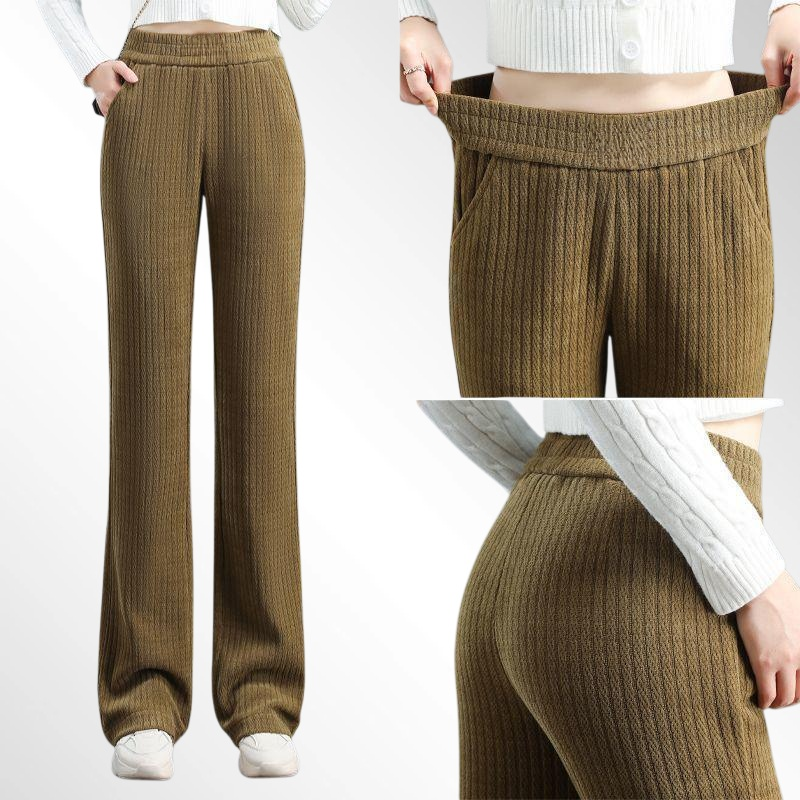 셰닐 하이웨이스트 패션 스트레이트 레그 와이드 레그 팬츠