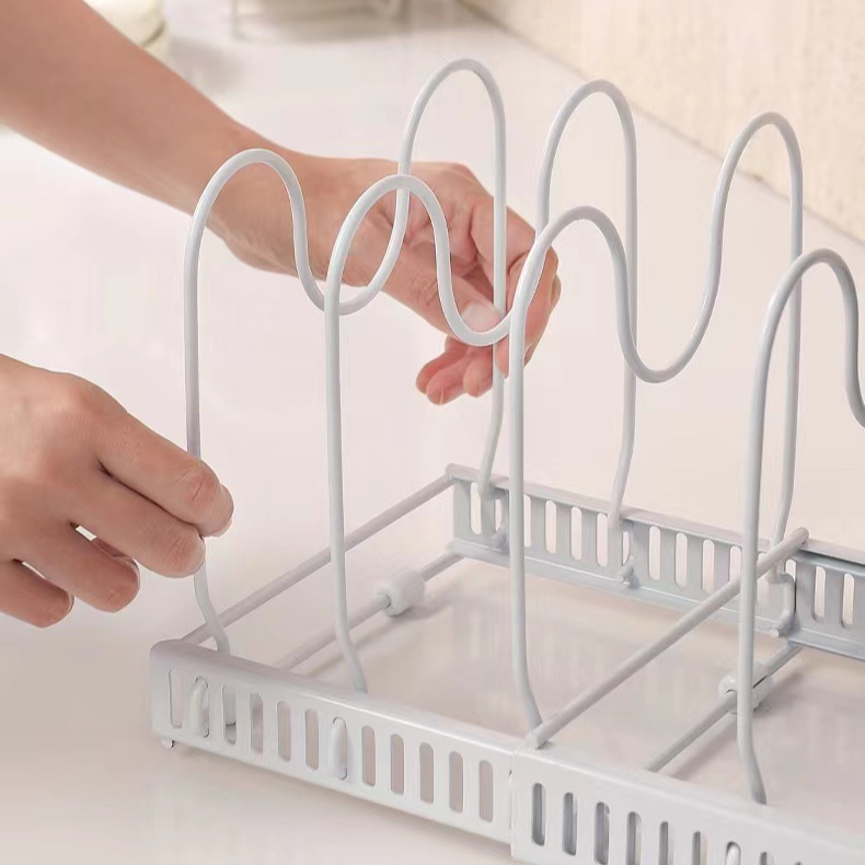 Estante de almacenamiento ajustable para ollas y sartenes