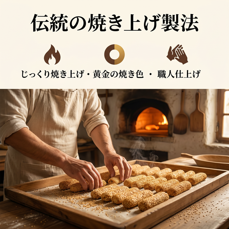 ごまの香りとピーナッツフィリングのサクサクスナック