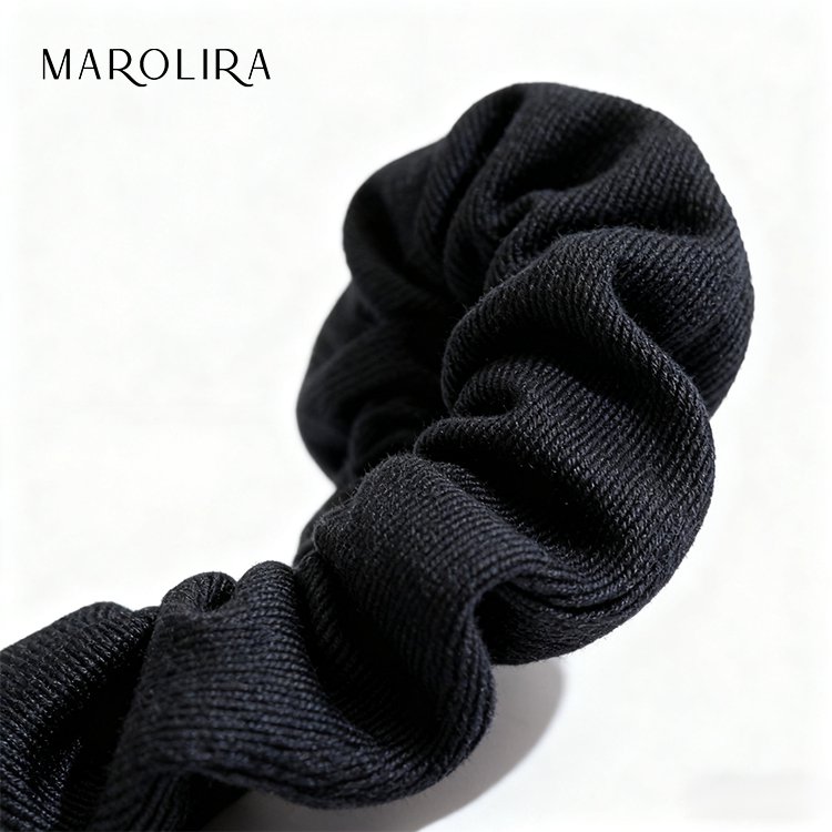 Dívčí gumička do vlasů s kroužkem na tlusté střevo, jednoduchá látková černá (5 ks)