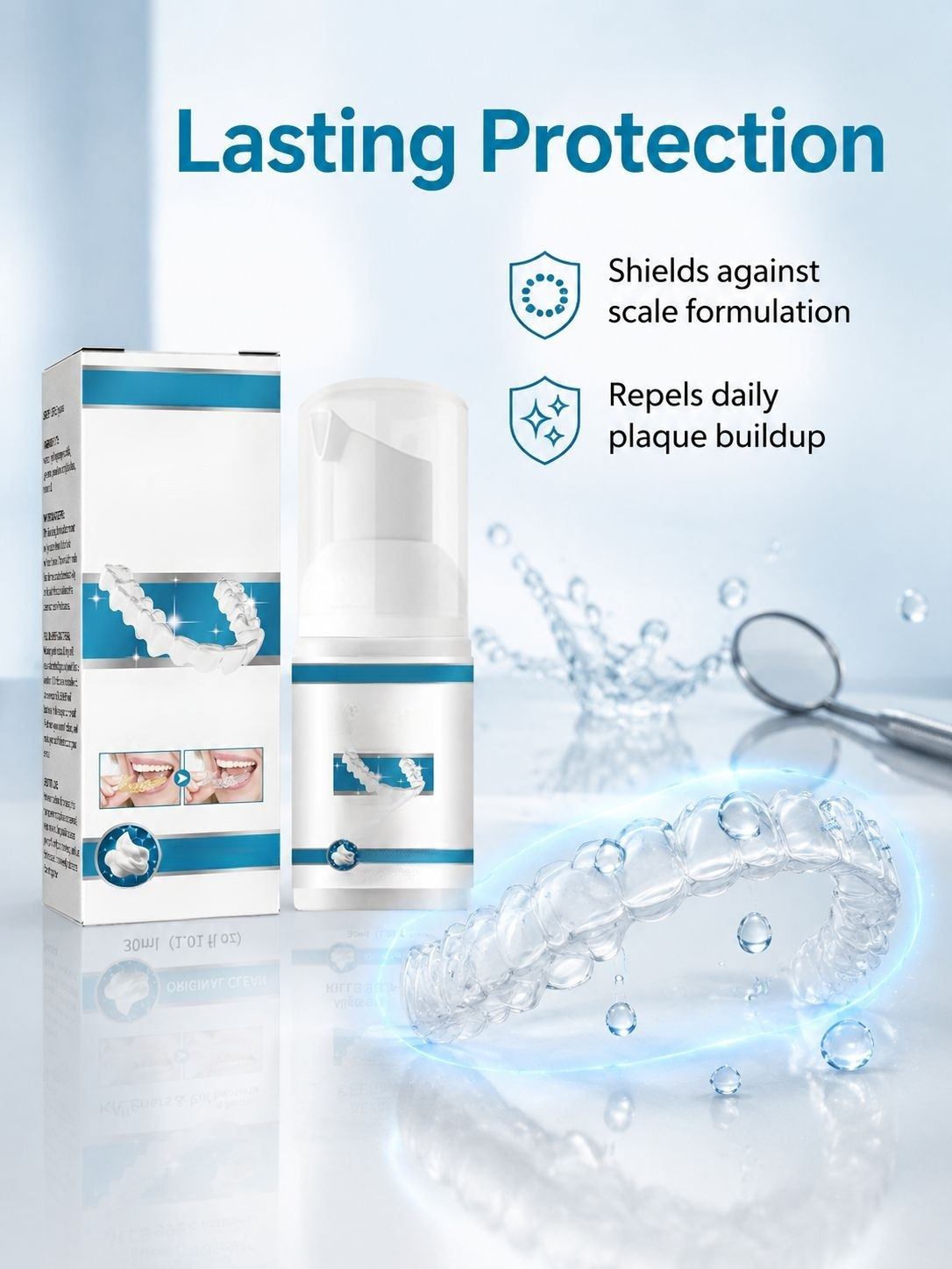 Before and after denture cleaning with Oral Care tablets
