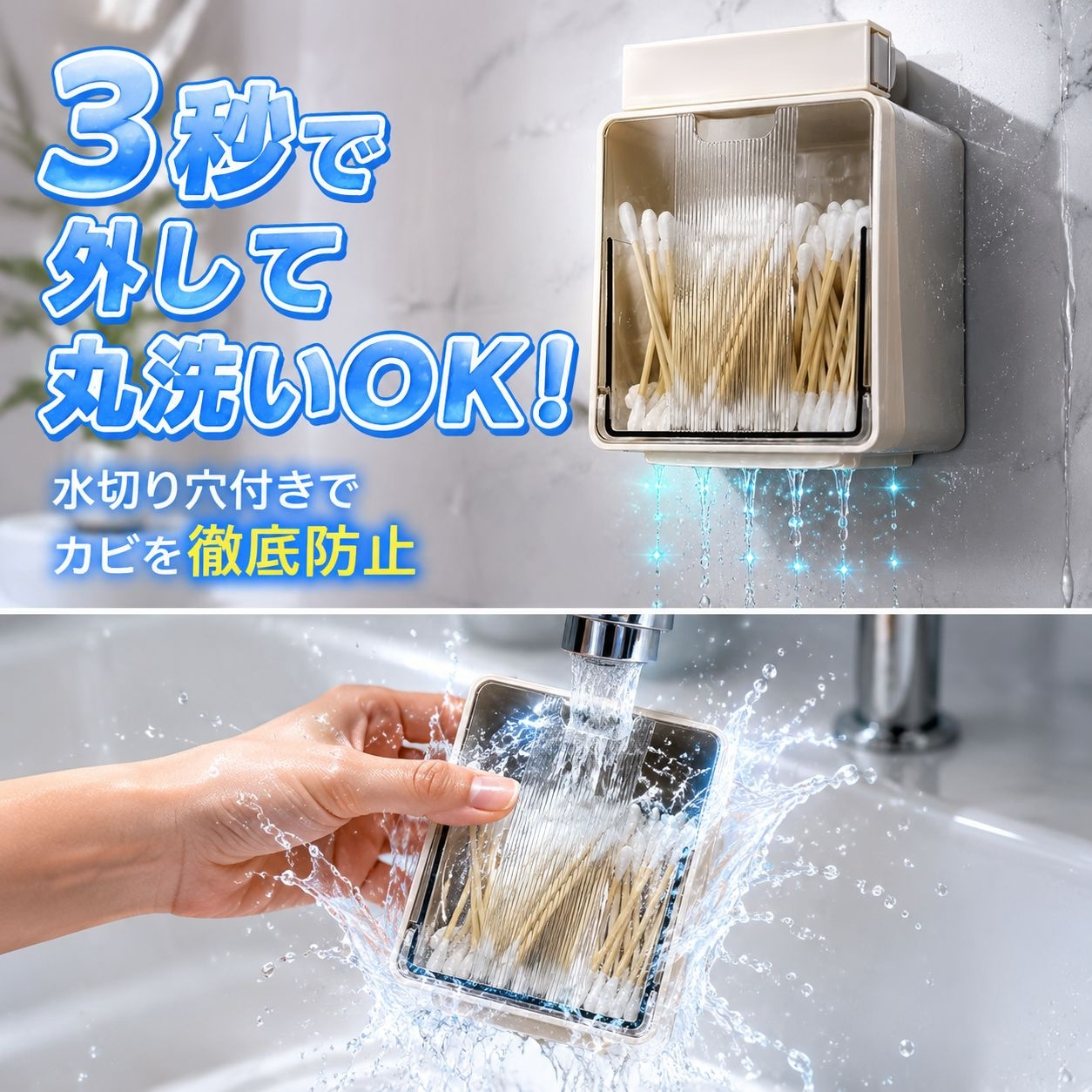 バスルーム吊り下げ小物整理ラック 穴あけ不要収納ボックス