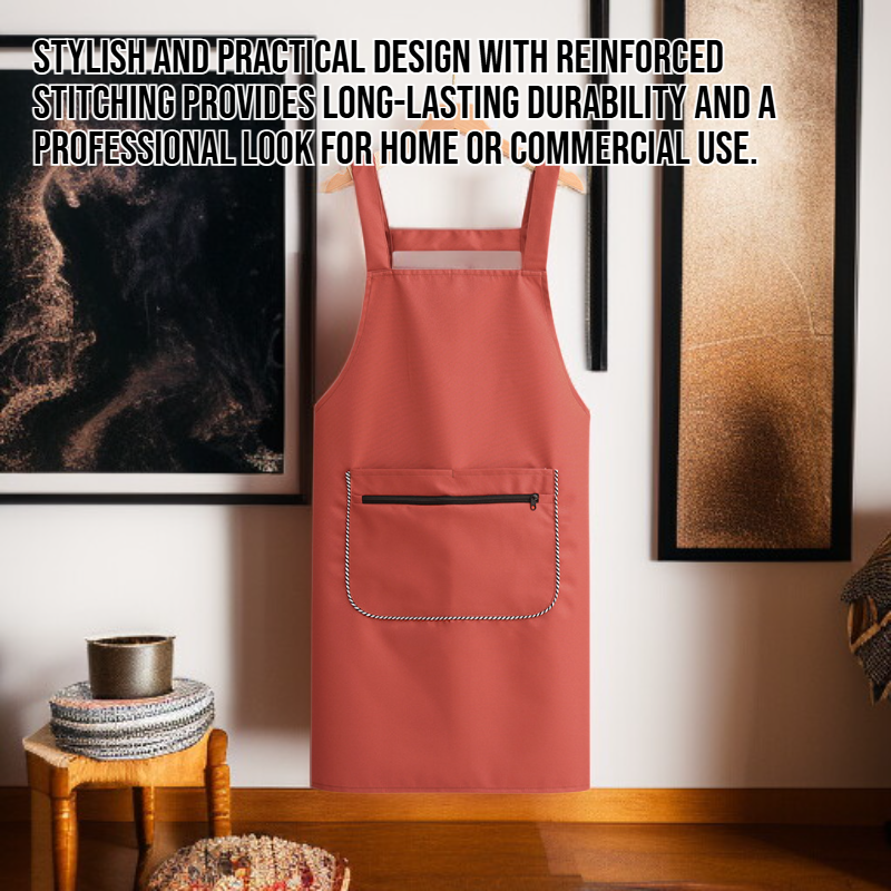 Front view of waterproof and oil-resistant apron with straps