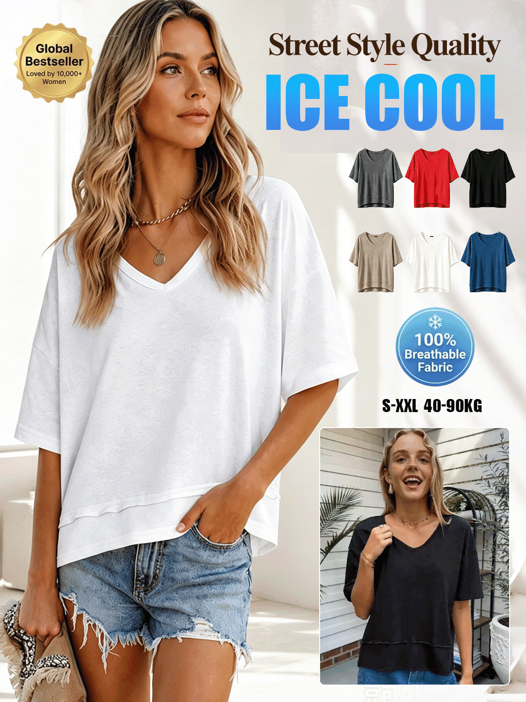 Women's Summer V-Neck T-Shirt