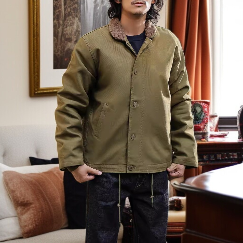 海軍N-1デッキジャケット メンズ厚手シープボア裏地アウター