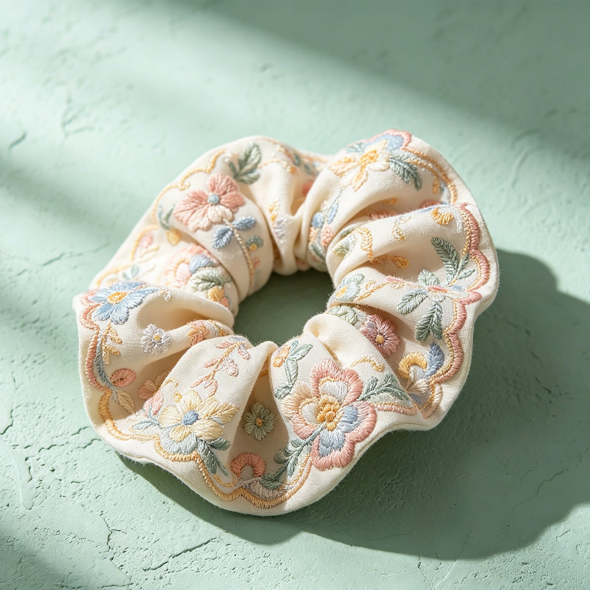 Embroidered Fabric Hair Ties (Pack of 10)