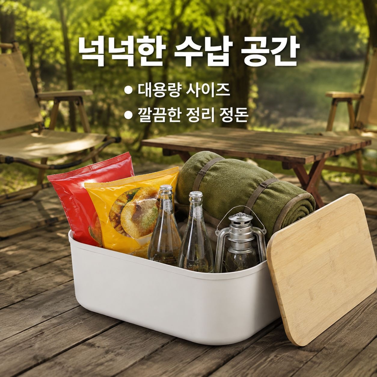 뚜껑이 있는 휴대용 수납박스