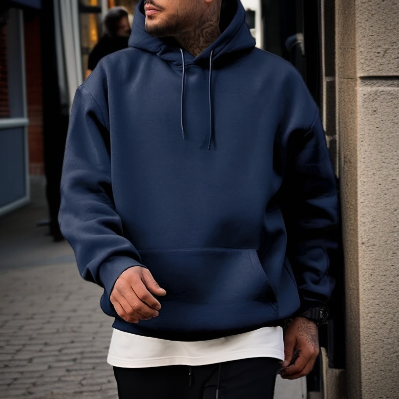 남성용 캐주얼 후드티, 허리끈 조절형 풀오버, 긴팔 셔츠