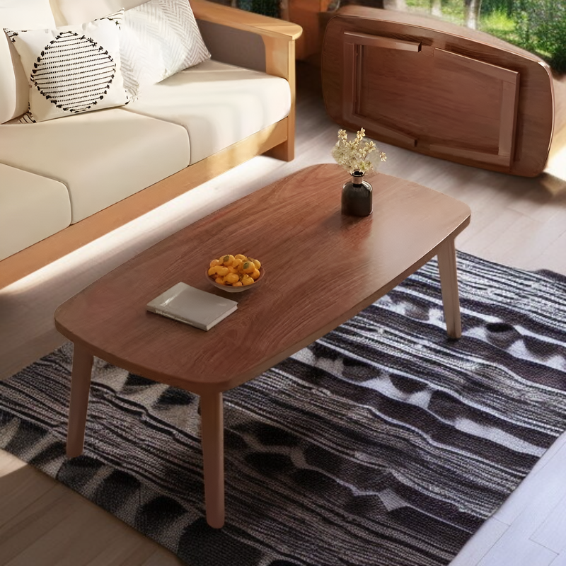 Großer Klapptisch mit Massivholzbeinen im modernen Wohnzimmer