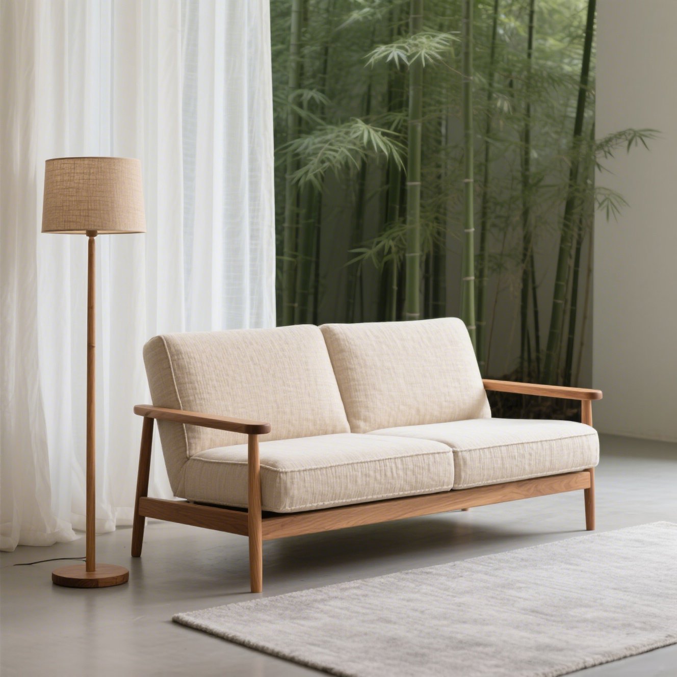 布と木のナチュラルソファ