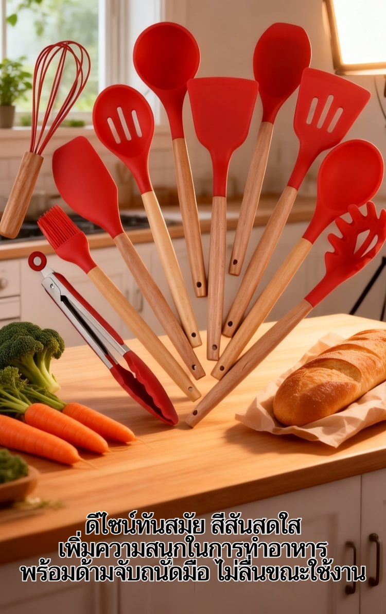 ชุดเครื่องครัวซิลิโคน 12 ชิ้น ดีไซน์ทันสมัย