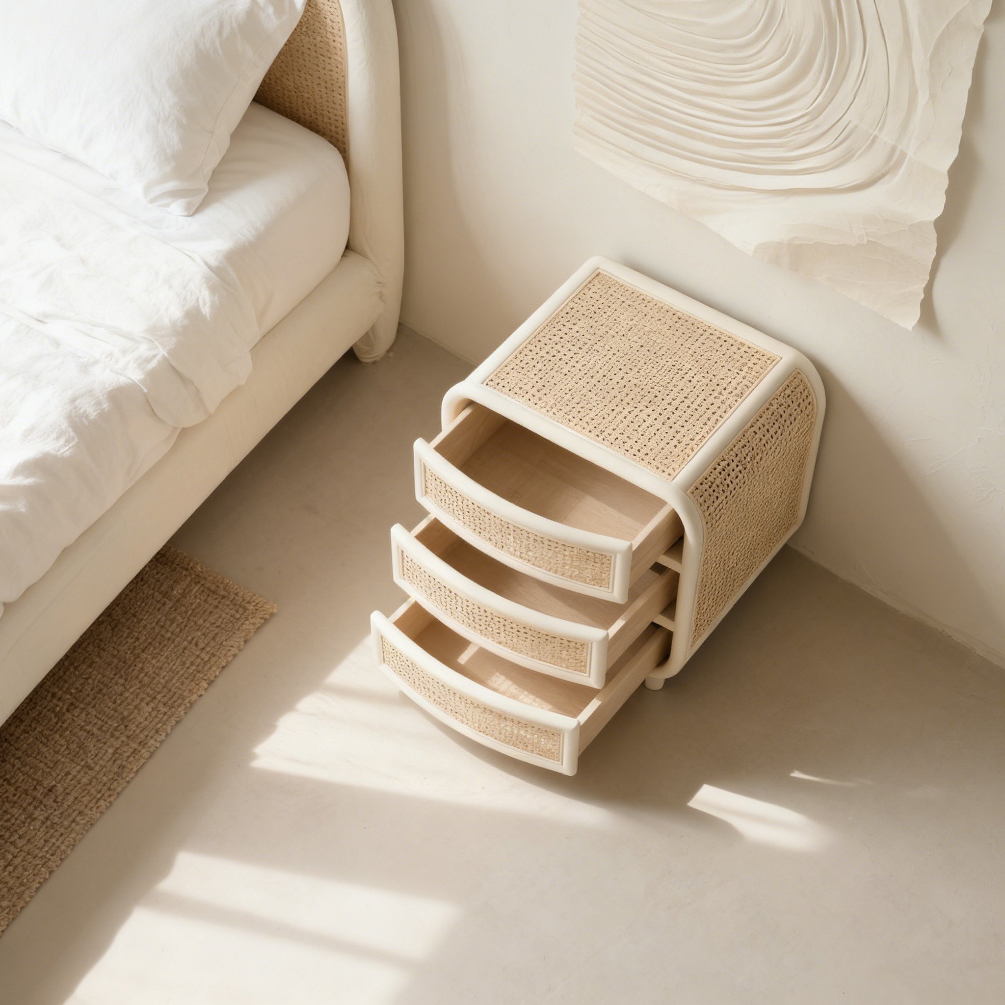 Noptieră vintage din ratan