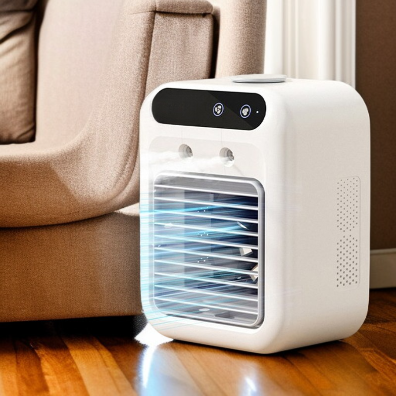 ミニ移動式タッチ冷風機 ダブルスプレー携帯エアコン