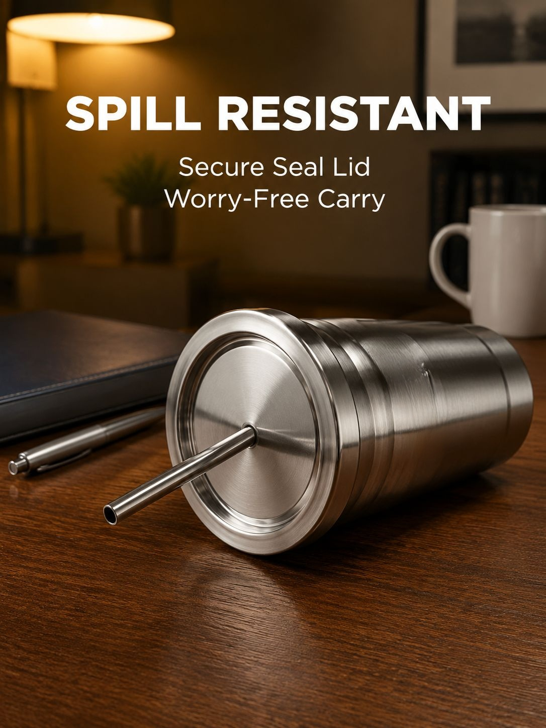 Portable Stainless Steel Straw Tumbler