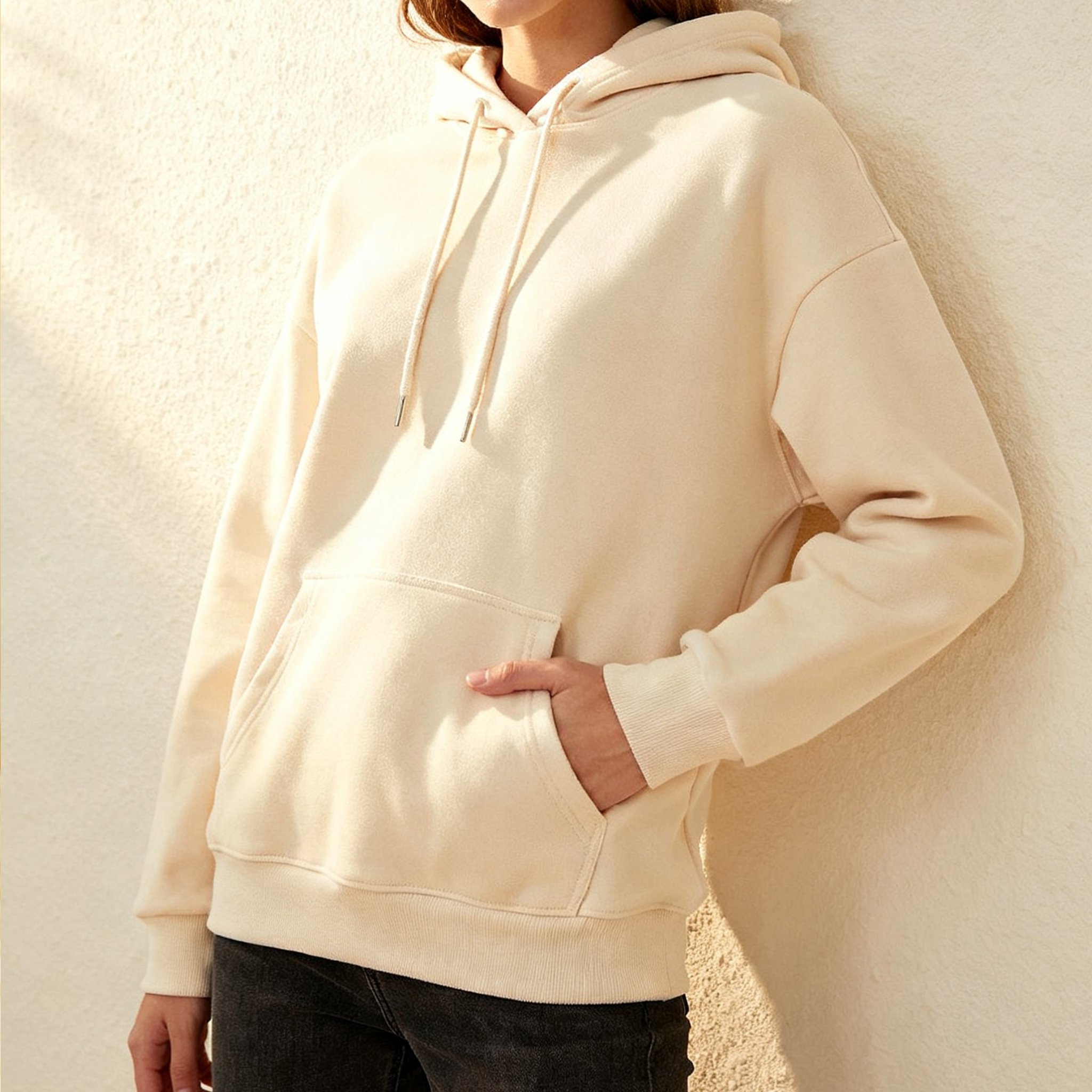 미백색 스포츠 맨투맨 