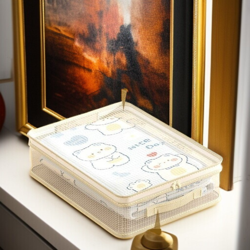 간절기 수납 가방 4종 세트 곰팡이 방지 의류 정리 가방 면 이불 수납 가방 칸막이 망사 옷장 수납 가방