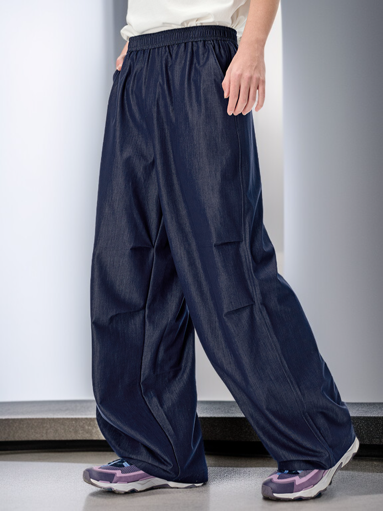 남성 캐주얼 팬츠 에어컨 팬츠 속건 아이스 팬츠 데님 라이크 와이드 퍼포먼스 캐주얼 팬츠