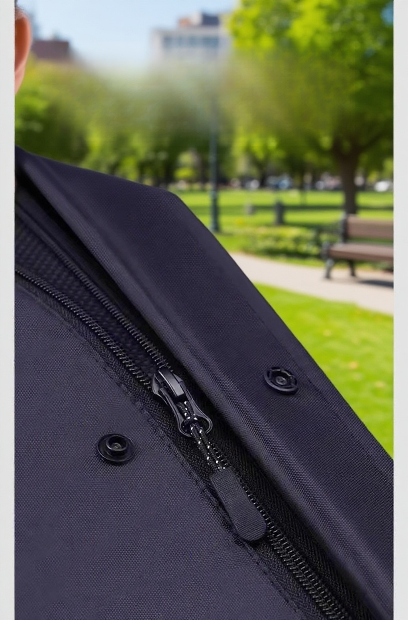 지퍼 클로징으로 편리한 착용의 레인코트