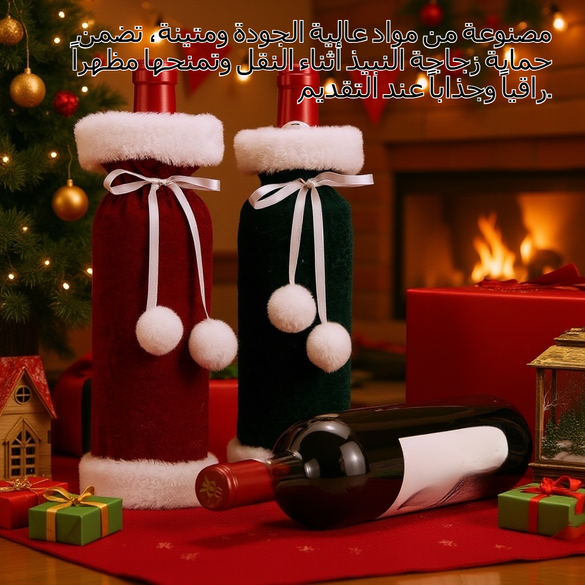 موضوع عيد الميلاد زجاجة النبيذ حقيبة