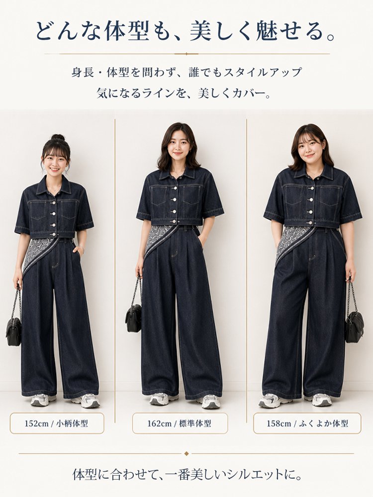 夏向け薄手デニムセットアップ