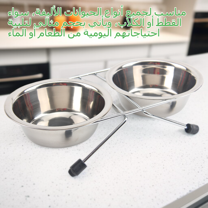  وعاء طعام الحيوانات الأليف من الستانلس ستيل 