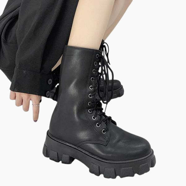 미들 통굽 워커 봄가을 키높이 스트랩 앵클부츠 부츠 라이더 빈티지 슬림 워커
