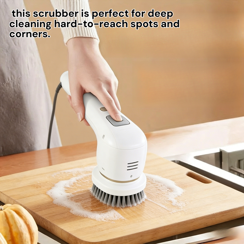 Portable Electric Spin Scrubber with 4 Replaceable Brush Heads, 