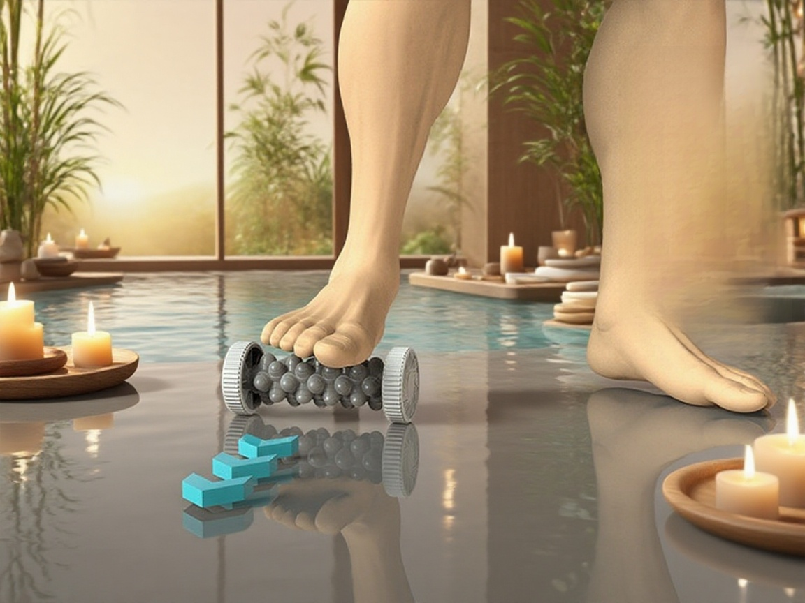 瑜珈健身搭配滾軸按摩器使用情境