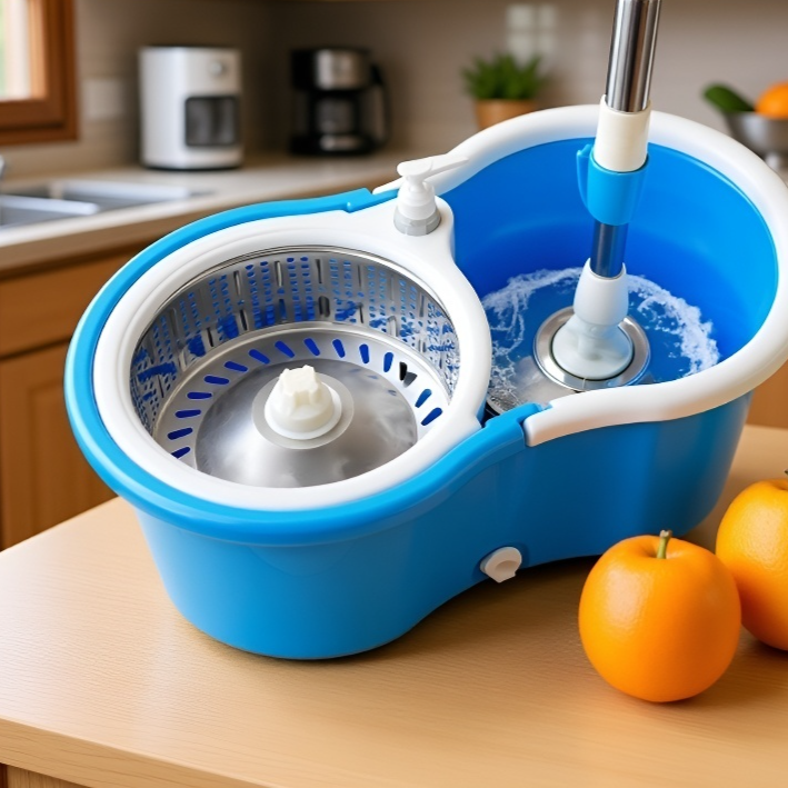 360° Drehbarer Wischmopp mit Eimer Set – Hochwertige Bodenreinigung für Küche und Zuhause