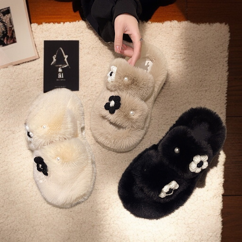  รองเท้าแตะขนเฟอร์สุดนุ่มสไตล์เกาหลี เหมาะสำหรับใส่ในบ้านและฤดูหนาว