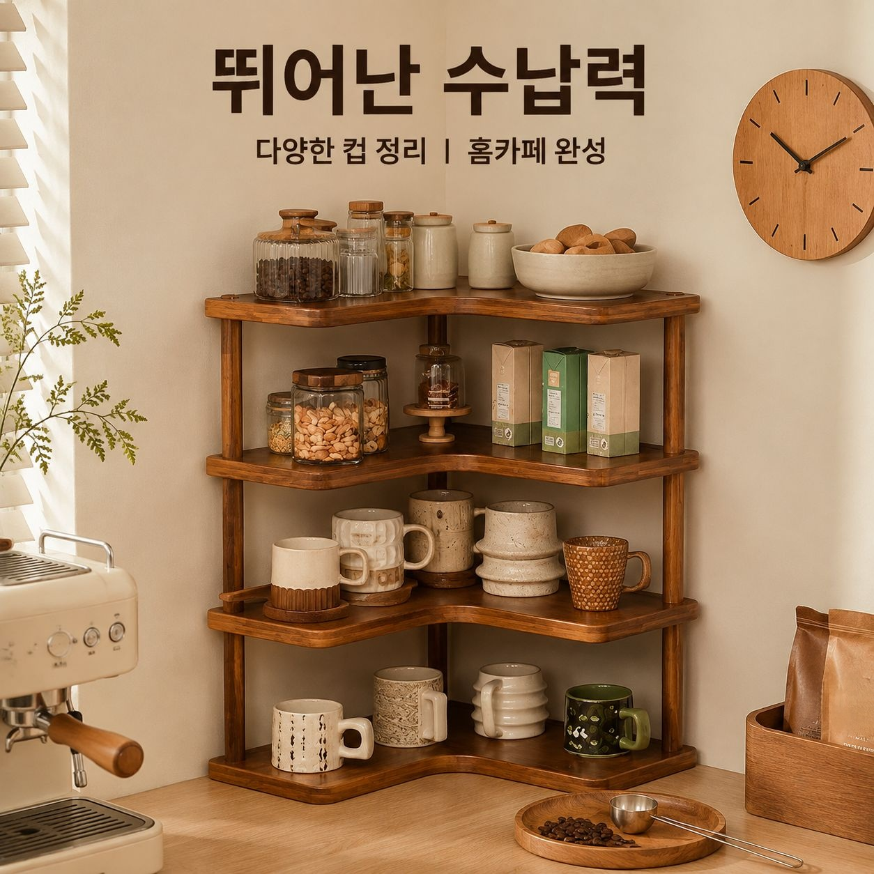 데스크탑 코너 수납 선반