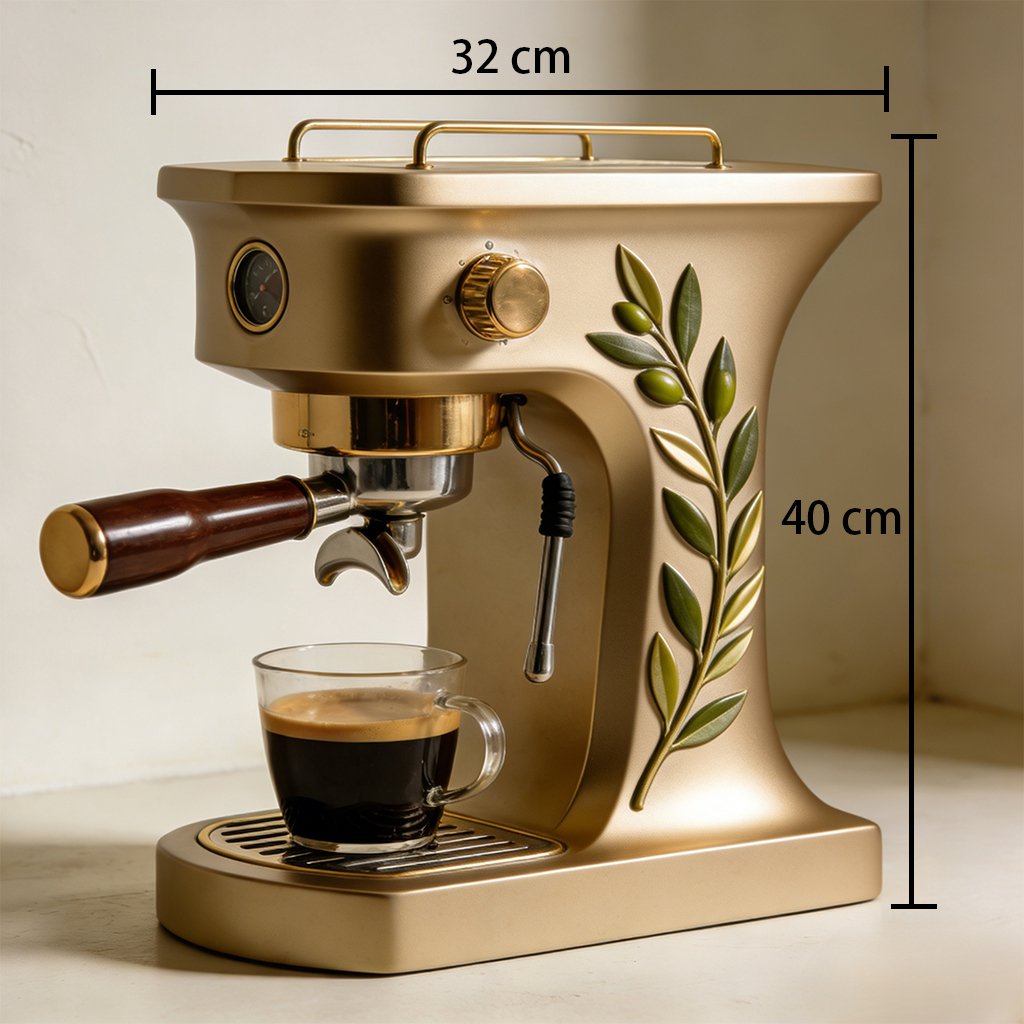 Cafetera vintage con taza de café recién hecho