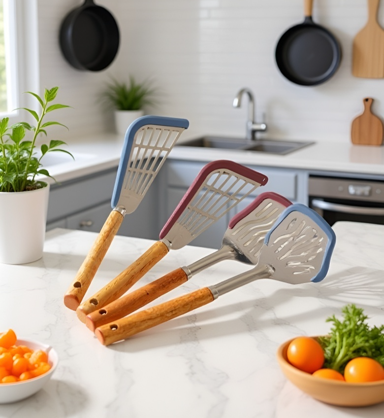 프리미엄 나무 재질의 논스틱 팬