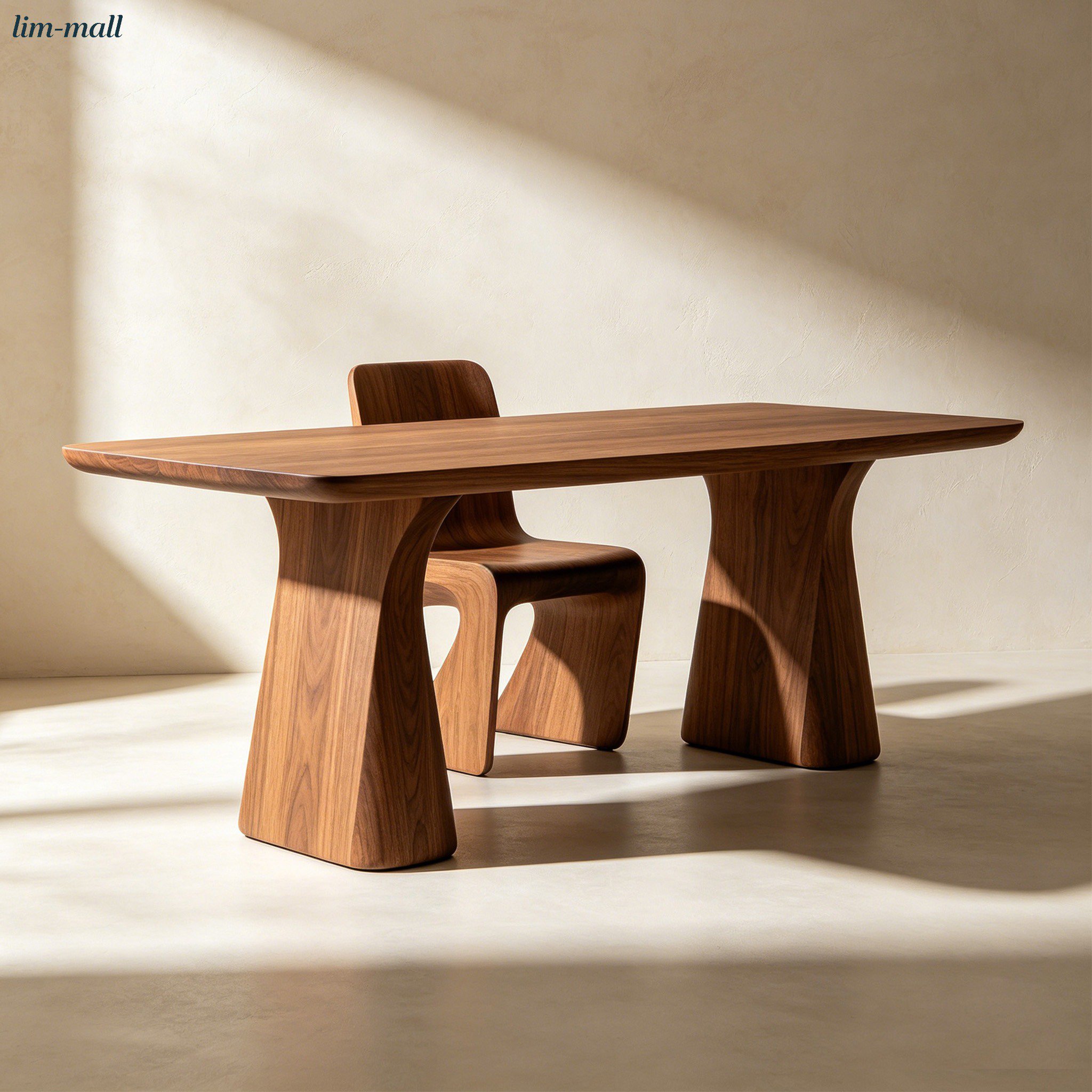 Black Walnut Dining Table and Chair Set in Modern Dining Room