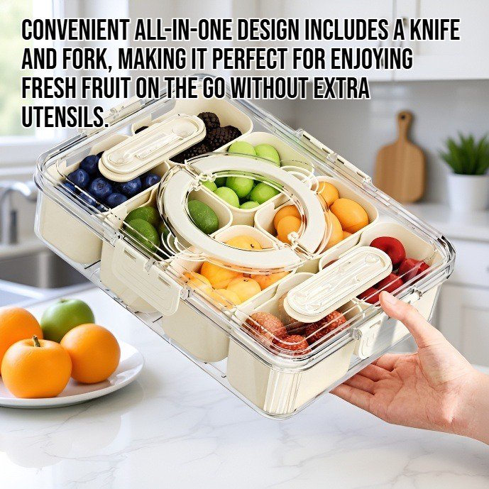 Picnic fruit box with knife and fork sealed fresh-keeping box