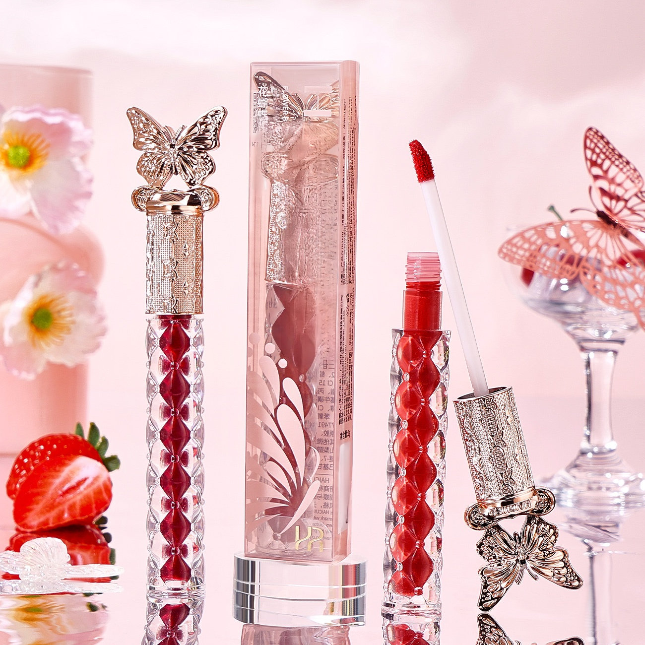 Maquillaje de labios de belleza femenina