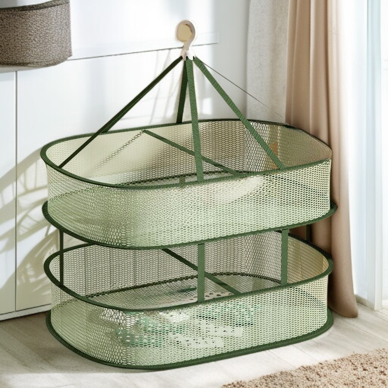 家庭用物干しラック 衣類乾燥ネットポケット フラットランドリーバスケット 物干しネット 靴下乾燥ラック