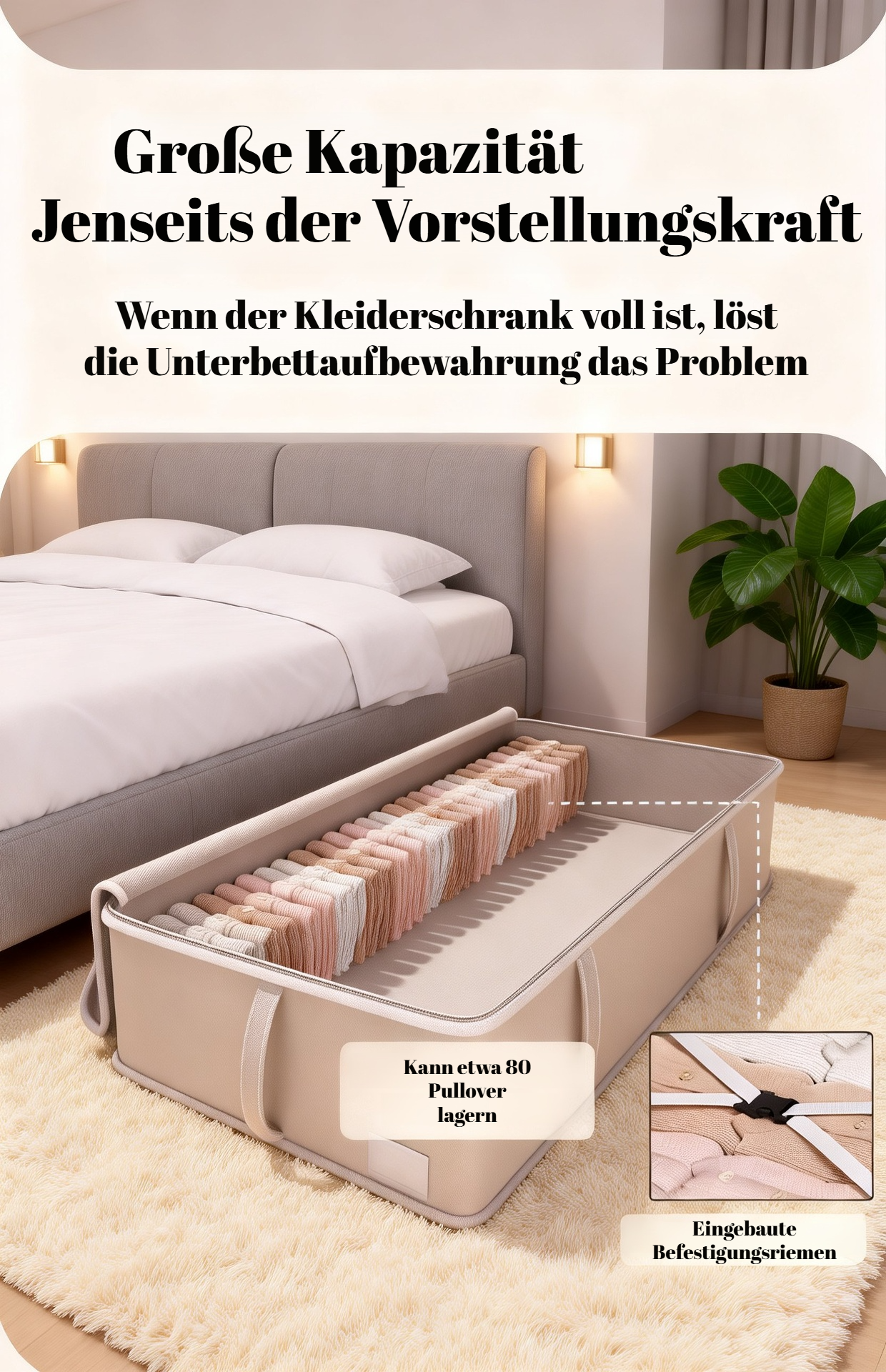 Praktischer Aufbewahrungsbeutel für Unterbett mit Griffen