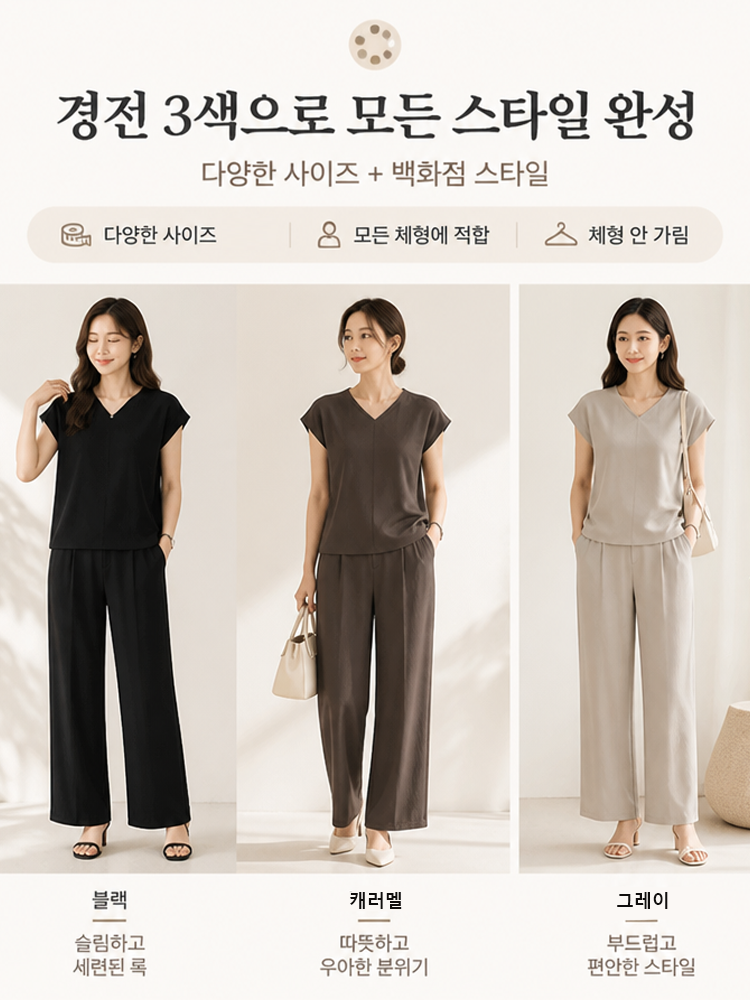 세련된 솔리드 아세테이트 여름 투피스 세트