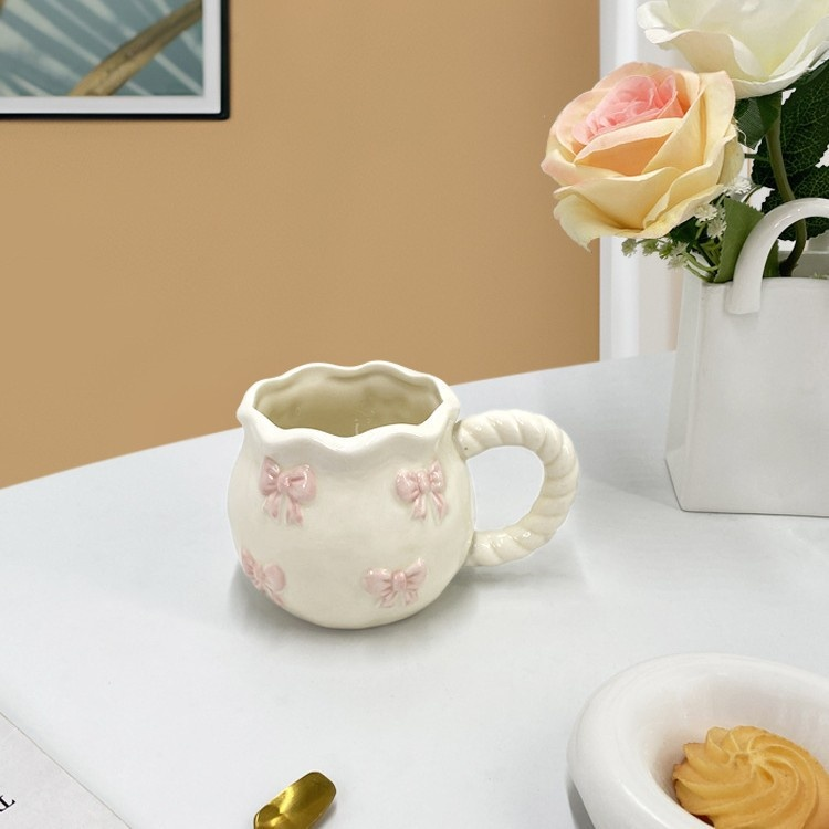 ハンドメイド アンバランス リボン コーヒーカップ