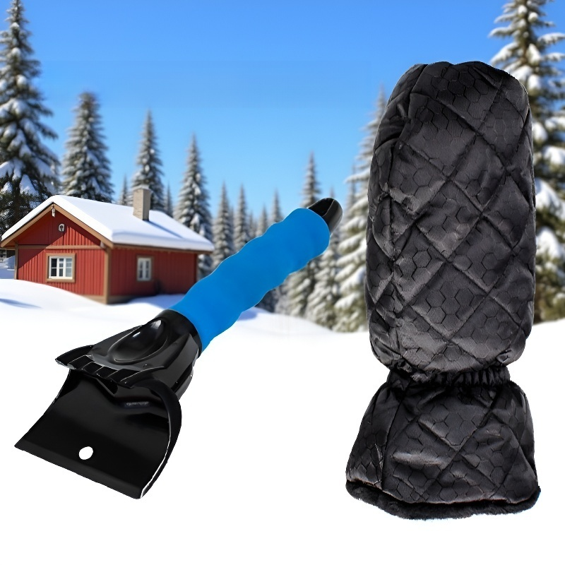 Car warm gloves and snow shovel
