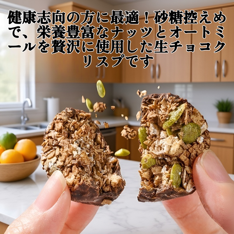 健康的な軽食代替品、生チョコレートナッツオートミールクリスプ