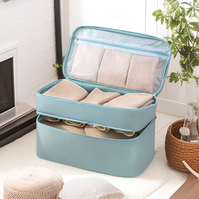 携帯用大容量防水下着・靴下収納ボックス