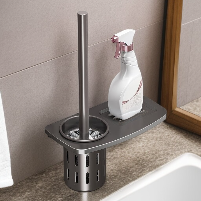 Toilet brush on the wall household set free punch wall mounted bathroom rack toilet cleaning brush