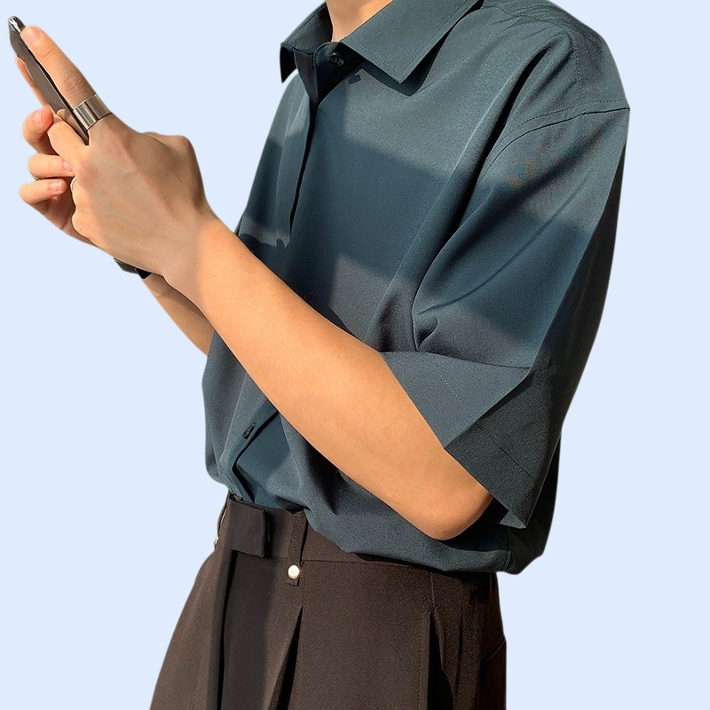 เสื้อเชิ้ตผู้ชายคูลไอซ์ เนื้อผ้าระบายอากาศ ดีไซน์หลวม ใส่สบาย