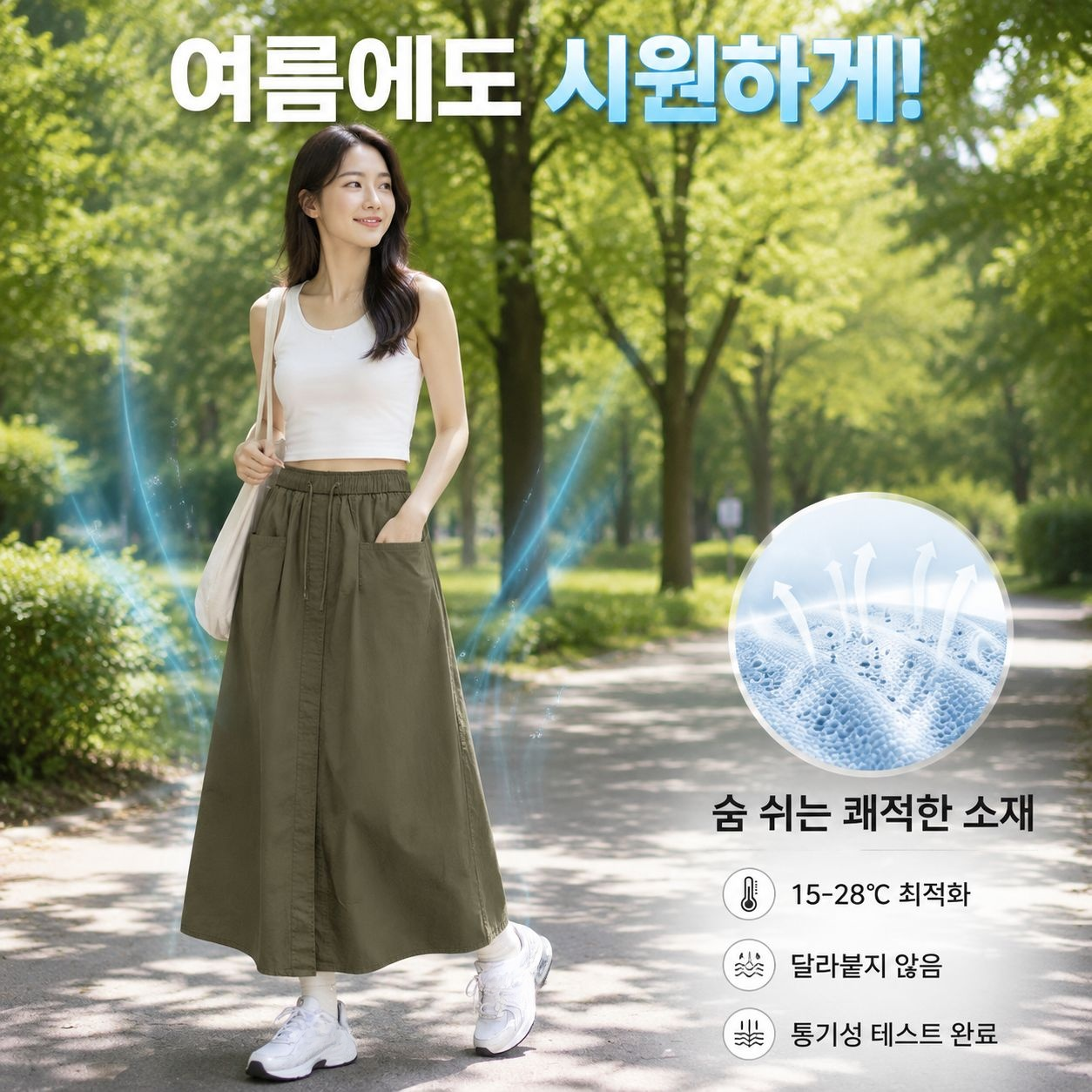 루즈핏 투포켓 스트랩 트임 스커트 여성