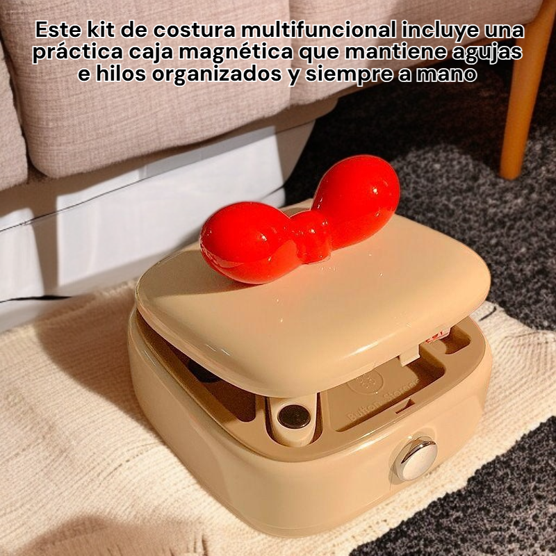 Kit de costura multifuncional con caja magnética de agujas y hilos